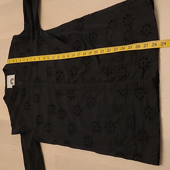 EUC Patrick Robinson for Target Cotton Black Eyelet Detail Blouse with Pockets - Picture 9 of 15